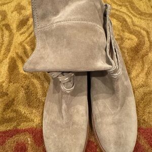 Frye Gray Suede Heeled Boots